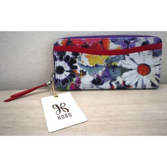 HOBO CB-32477 Women's Pink Poppy Floral Print Max Large Zip Around Wallet - Picture 1 of 12